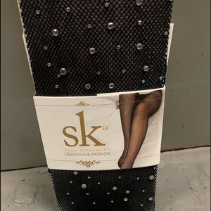 Rhinestone Embellished fishnet Stockings (Plus)
